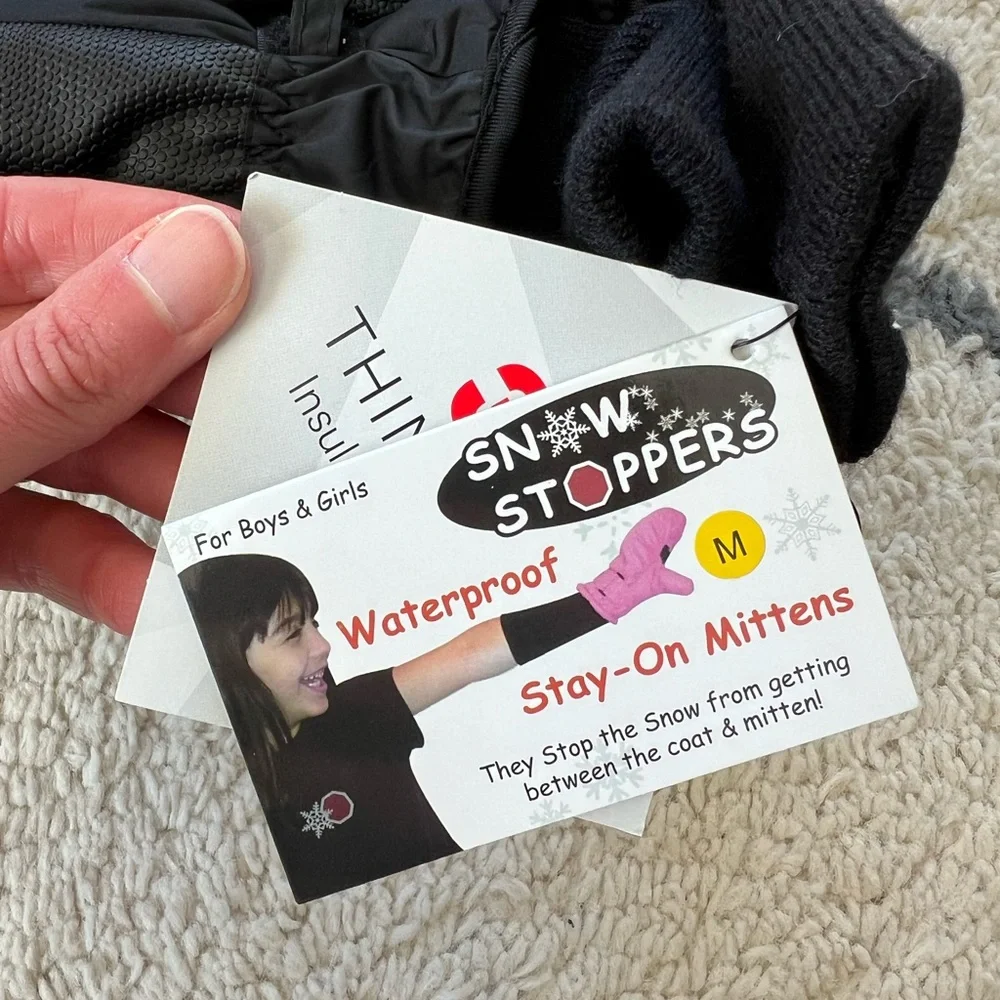 Snow Stoppers black mittens, kids M (2-5 years), NWT (like Patagonia or NF)